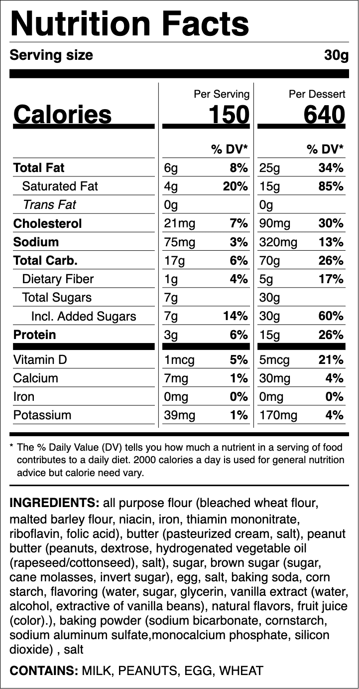 Nutrition label for Classic Peanut Butter