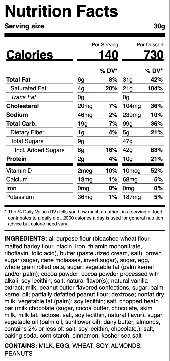 Nutrition label for Mom's Recipe