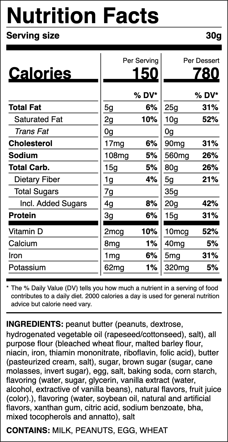 Nutrition label for Ultimate Peanut Butter
