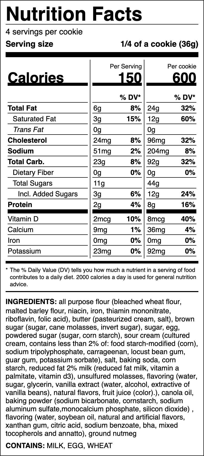 Nutrition label for Old Fashioned Doughnut