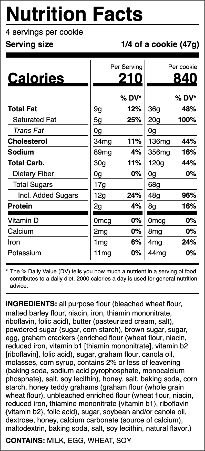 Nutrition label for Honey Cake ft. TEDDY GRAHAMS️